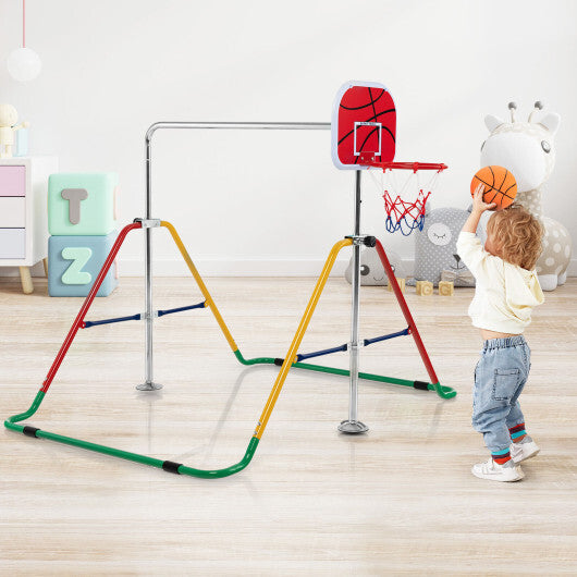 Kids Folding Horizontal Bar with 4 Adjustable Heights-Multicolor - Color: Multicolor - Minihomy