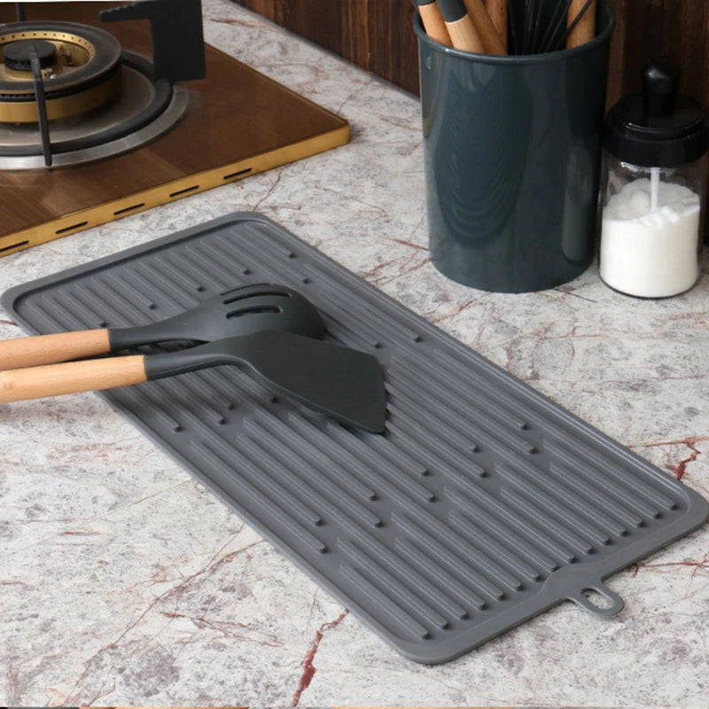 Foldable Silicone Drain Pad Non-slip Drain Drying Flume Draining Mat Non-slip Placemat For Kitchen Accessories - Minihomy