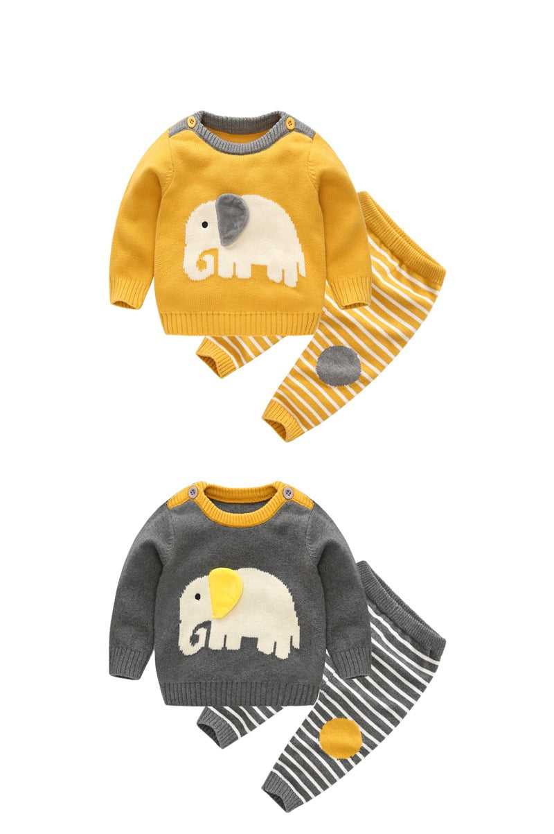 Baby Sweater Suit Baby Jacket Thick Line Suit - Minihomy