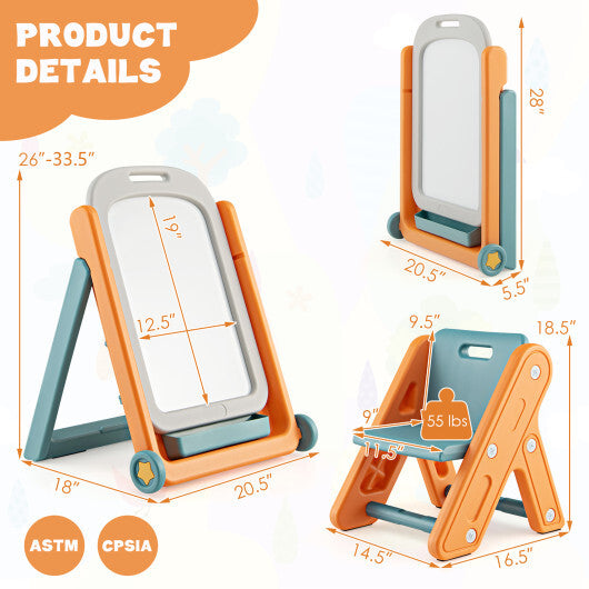 Kids Height Adjustable Art Easel Set with Chair - Minihomy