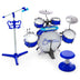 Kids Jazz Drum Keyboard Set with Stool and Microphone Stand-Blue - Color: Blue - Minihomy