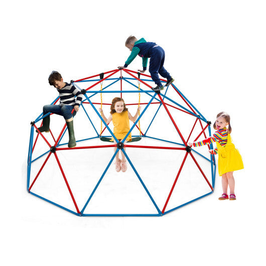 10 Feet Dome Climber with Swing and 800 Lbs Load Capacity-Red - Color: Red - Minihomy