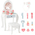 Kids 2-in-1 Princess Makeup Table and Chair Set with Removable Mirror-White - Color: White - Minihomy