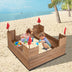 Kids Wooden Sandbox with Bottom Liner and Red Flags - Color: Natural - Minihomy