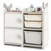 31 Inch Toy Chest and Bookshelf for Toddlers with Enclosed Cabinets and Pull-out Drawers - Color: Gray - Minihomy