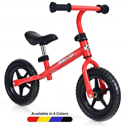 Kids No Pedal Balance Bike with Adjustable Handlebar and Seat-Red - Color: Red - Minihomy