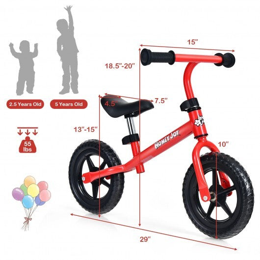 Kids No Pedal Balance Bike with Adjustable Handlebar and Seat-Red - Color: Red - Minihomy