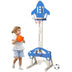 3-in-1 Basketball Hoop for Kids Adjustable Height Playset with Balls-Blue - Minihomy