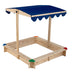 Kids Wooden Sandbox with Height Adjustable and Rotatable Canopy Outdoor Playset - Minihomy