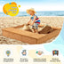 Kids Wooden Sandbox with Bench Seats and Storage Boxes - Color: Natural - Minihomy