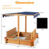 Kids Wooden Sandbox with Canopy and 2 Bench Seats - Color: Natural - Minihomy