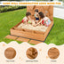 Kids Wooden Square Sandbox with Cover - Color: Brown - Minihomy