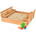 Kids Wooden Sandbox with 2 Foldable Bench Seats - Color: Brown - Minihomy