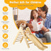 2-in-1 Wooden Triangle Climber Set with Gradient Adjustable Slide-Natural - Color: Natural - Minihomy