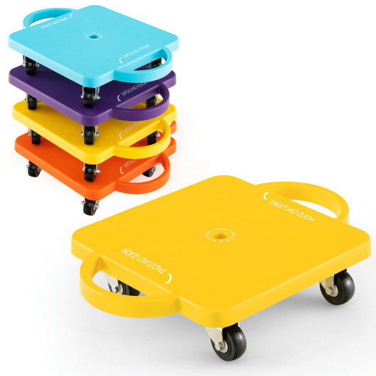 4/6-Pack Kids Sitting Scooter Board with Handles and Rolling Casters-4 Pack - Color: Multicolor - Size: 4 Pack - Minihomy