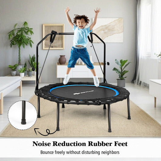 40 Inch Foldable Fitness Rebounder with Resistance Bands Adjustable Home-Blue - Color: Blue - Minihomy