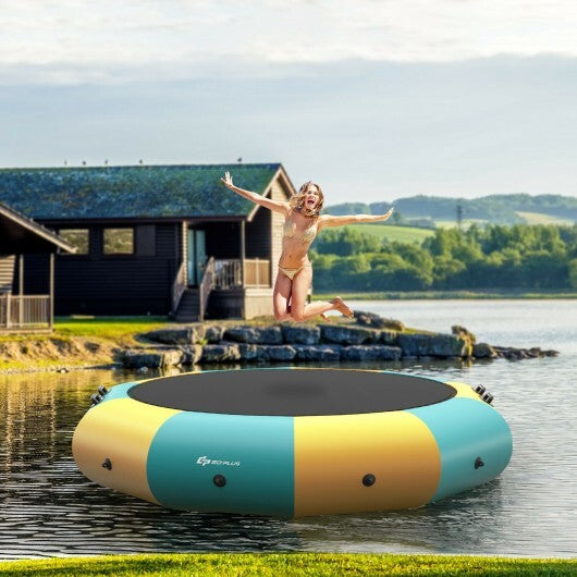 12 Feet Inflatable Splash Padded Water Bouncer Trampoline-Yellow - Minihomy