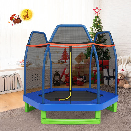 7 Feet Kids Recreational Bounce Jumper Trampoline-Blue - Color: Blue - Minihomy