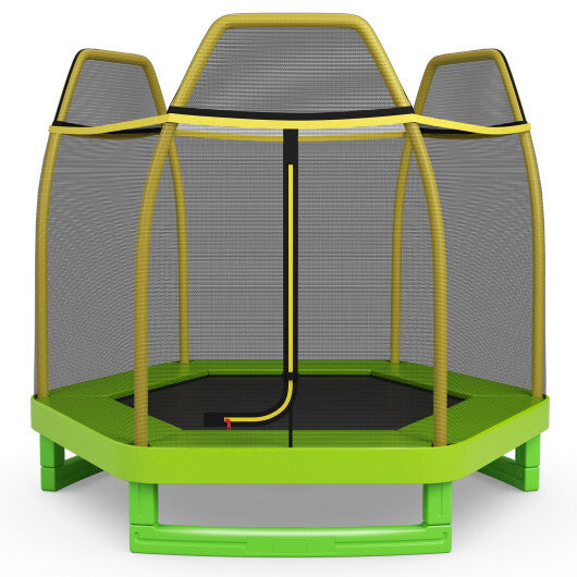 7 Feet Kids Recreational Bounce Jumper Trampoline-Green - Color: Green - Minihomy