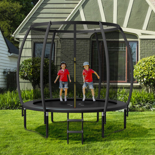 10 Feet ASTM Approved Recreational Trampoline with Ladder-Black - Color: Black - Size: 10 ft - Minihomy