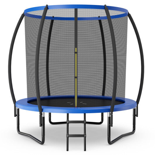 10 Feet ASTM Approved Recreational Trampoline with Ladder-Blue - Color: Blue - Size: 10 ft - Minihomy