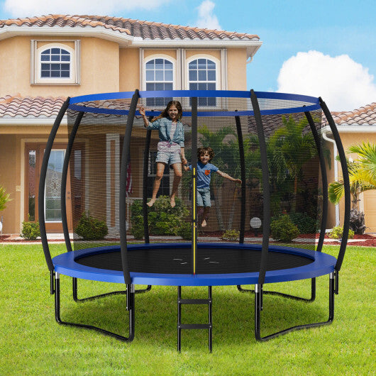 12FT ASTM Approved Recreational Trampoline with Ladder-Blue - Color: Blue - Minihomy