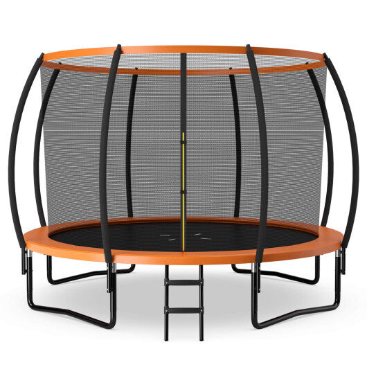 12FT ASTM Approved Recreational Trampoline with Ladder-Orange - Color: Orange - Minihomy