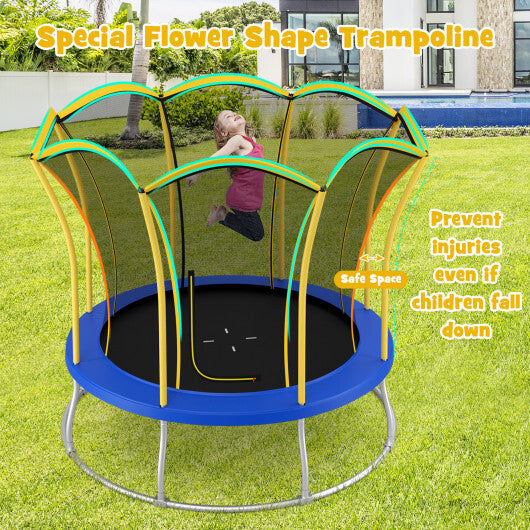 10 Feet Unique Flower Shape Trampoline with Galvanized Steel Frame-Yellow - Color: Yellow - Size: 10 ft - Minihomy