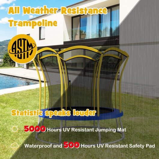 10 Feet Unique Flower Shape Trampoline with Galvanized Steel Frame-Yellow - Color: Yellow - Size: 10 ft - Minihomy