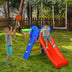 2 Step Indoors Kids Plastic Folding Slide with Basketball Hoop - Color: Multicolor - Minihomy