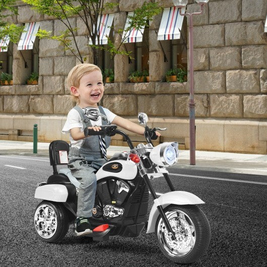 6V 3 Wheel Kids Motorcycle-White - Color: White - Minihomy