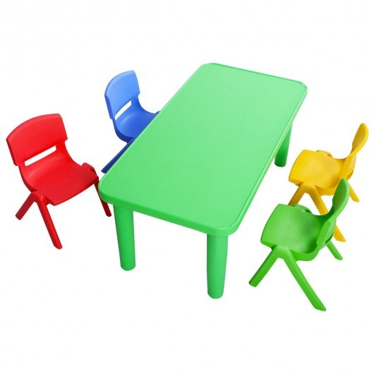 Kids Colorful Plastic Table and 4 Chairs Set - Minihomy