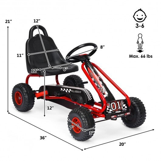 4 Wheel Pedal Powered Ride On with Adjustable Seat-Blue - Minihomy