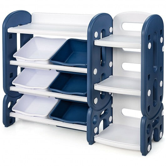 Kids Toy Storage Organizer with Bins and Multi-Layer Shelf for Bedroom Playroom -Blue - Minihomy