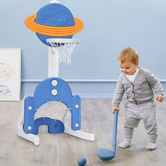 3 in 1 Kids Basketball Hoop Set with Balls-Blue - Color: Blue - Minihomy