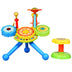 Kids Electric Jazz Drum Set with Stool Microphone and LED Light - Color: Multicolor - Minihomy