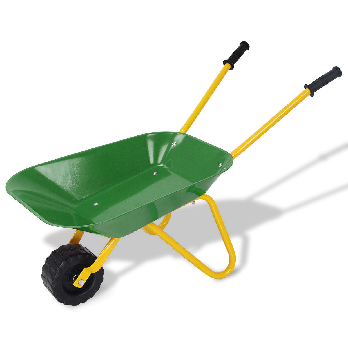 Outdoor Garden Backyard Play Toy Kids Metal Wheelbarrow-Green - Color: Green - Minihomy