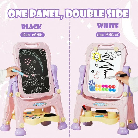 Kids Height Adjustable Double Side Magnetic Art Easel-Purple - Minihomy