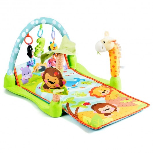 4-in-1 Baby Play Gym Mat with 3 Hanging Educational Toys - Color: Multicolor - Minihomy