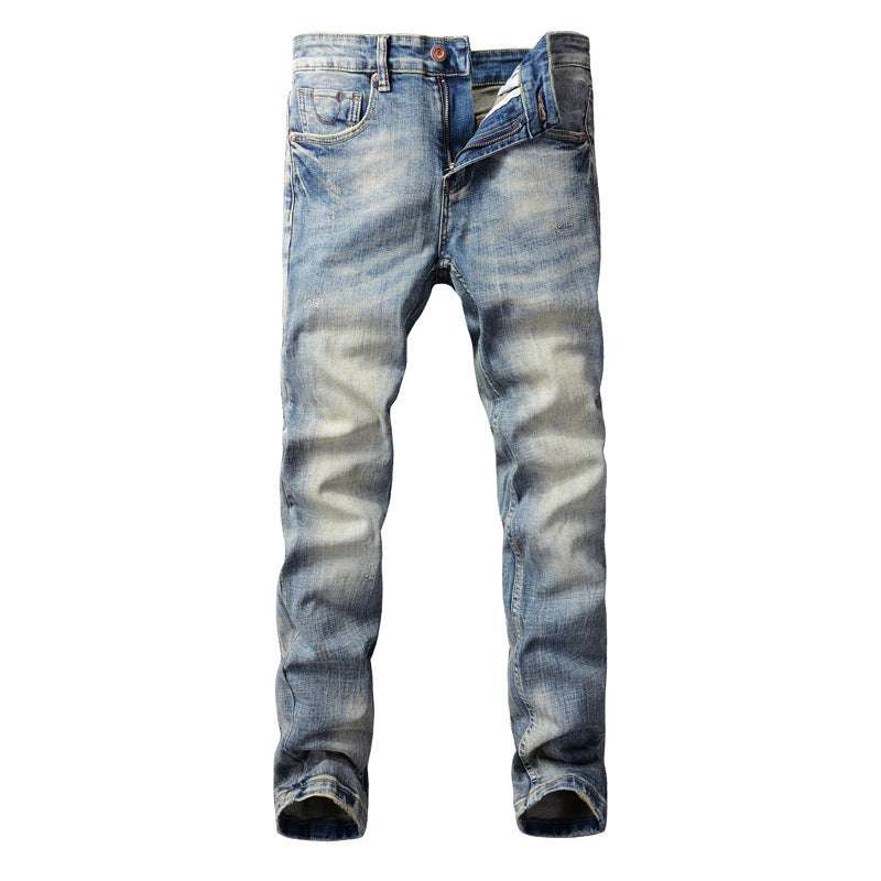 Men's Jeans Made Old Washed Slightly Elastic - Minihomy