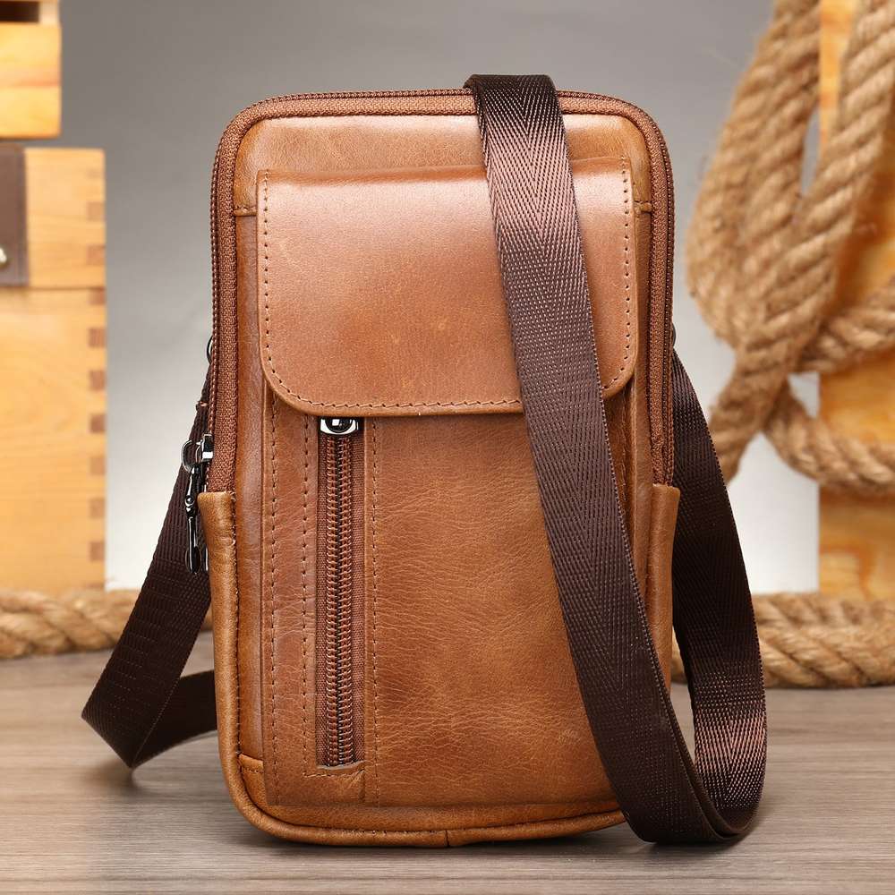 Men's Leather Casual One-shoulder Messenger Bag - Minihomy