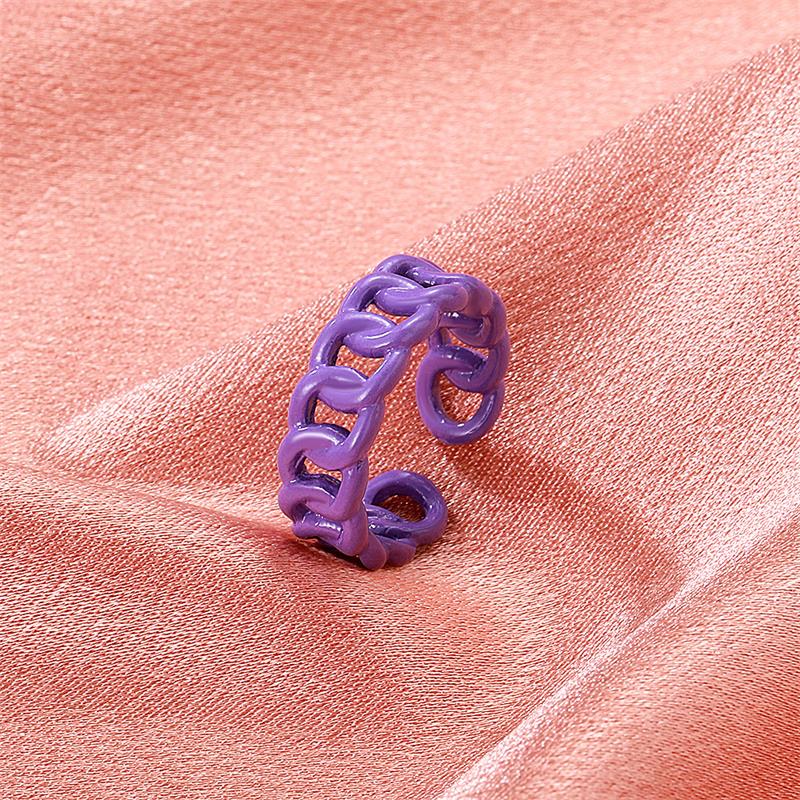 Open Adjustable Ring Retro Metal Color Geometric Chain Ring - Minihomy