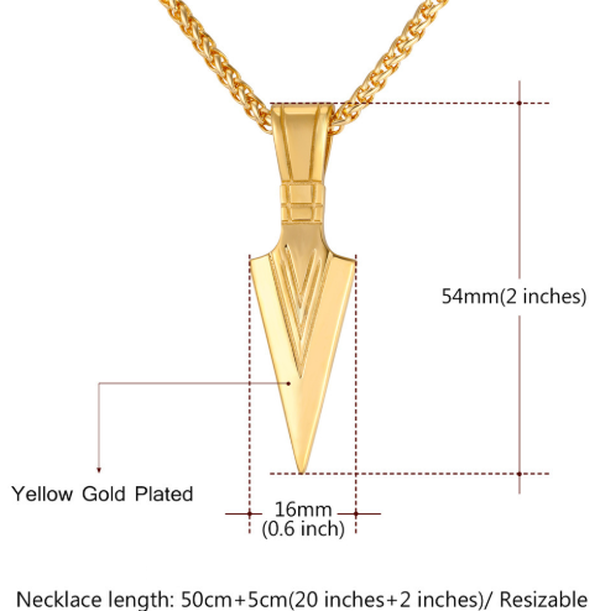 Men stainless steel spear necklace with chain - Minihomy