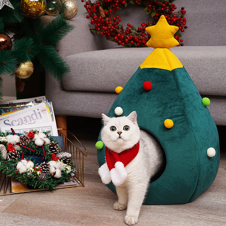 Pet Christmas Tree Bed Cat Mat Kennel - Minihomy