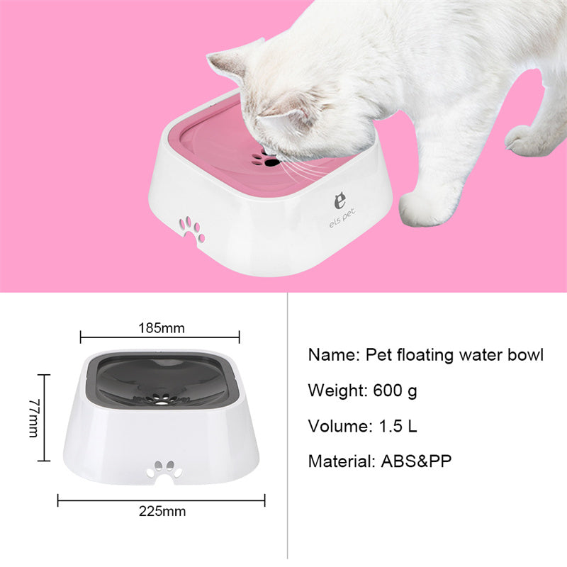 Cat Dog Water Bowl Carried Floating Anti-Overflow Slow Water Feeder Dispenser - Minihomy