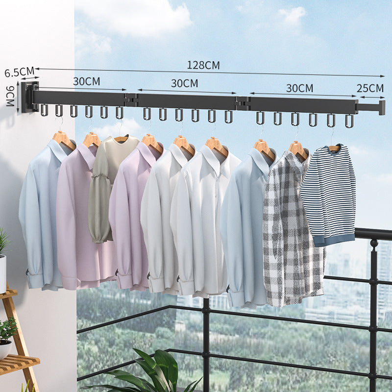 Folding Clothes Hanger Wall Mount Retractable Cloth Drying Rack Indoor & Outdoor Space Saving Aluminum Home Laundry Clothesline - Minihomy