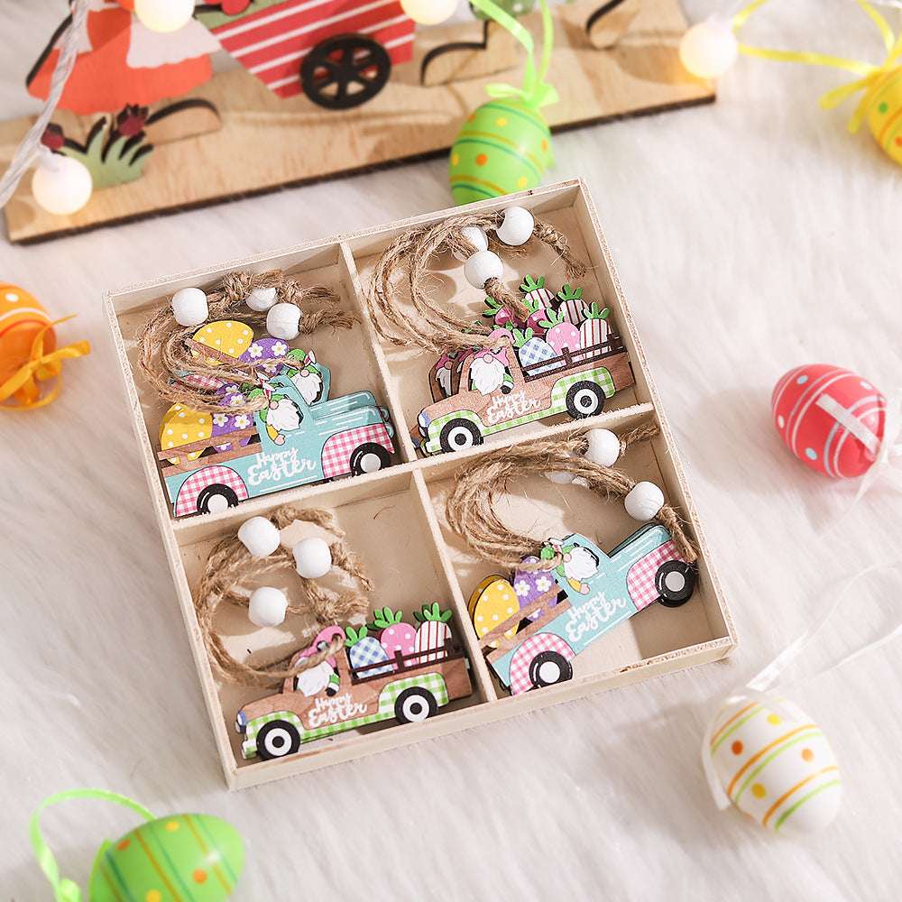 Easter Decorations Wooden Rabbit Car Charm - Minihomy