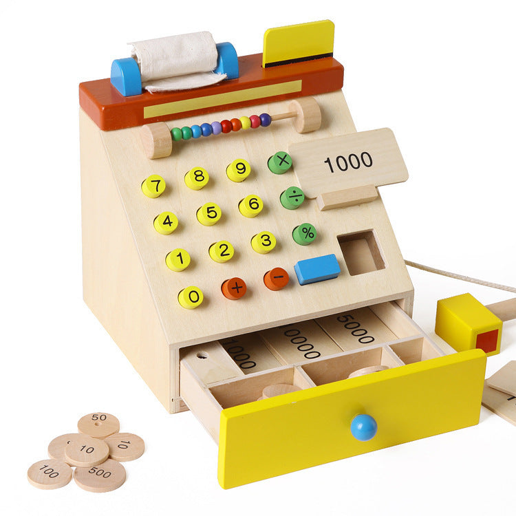 Children's Wooden Simulation Cash Register Educational Toy - Minihomy