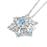 925 Sterling Silver Snowflake Pendant Necklace Blue and White  Romantic Jewelry Gift - Minihomy