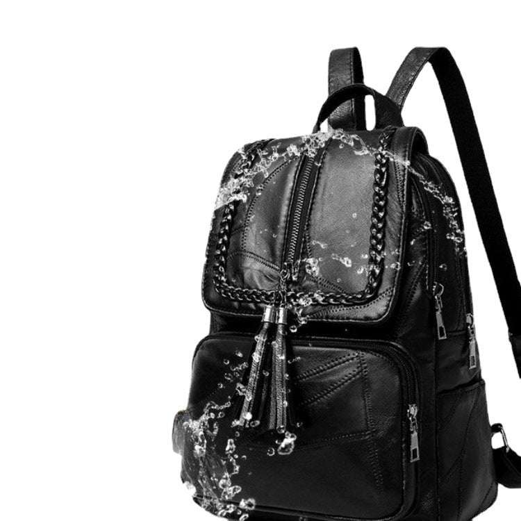 Fringed Backpack Women's PU Backpack Leisure Fan Student Backpack - Minihomy